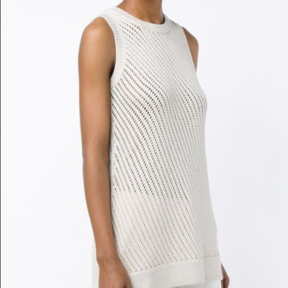 Vince Women's Natural Mesh Stitch Cotton Tank Top - Picture 2 of 16